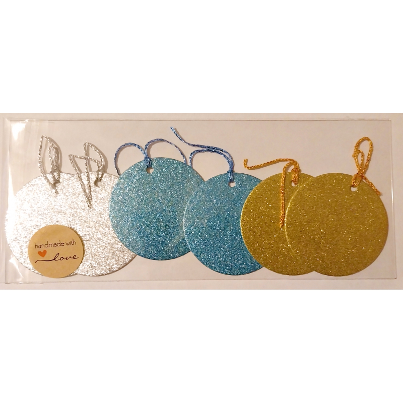 Glitter Gift Tags (6 pack round)